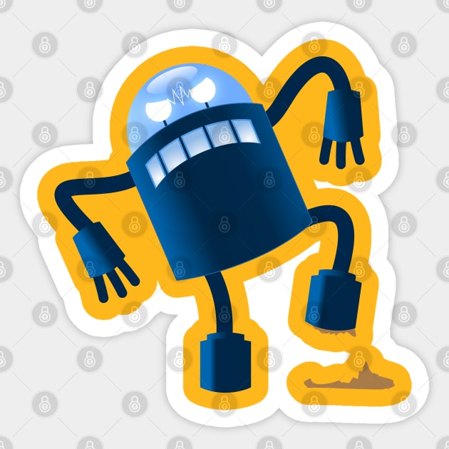 Robot stepped in shit Sticker by Pushloop